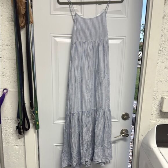 Blue Striped Maxi Dress - ELAN - Like New Summer Dress - Picture 1 of 4